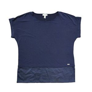 Calvin Klein Navy Short Sleeve Boxy Shirt Women's Size L